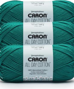 Caron All Day Cotton - 3 Pack of 173 Yards/3.52 oz Jungle Aqua 100% Mercerized Cotton Yarn